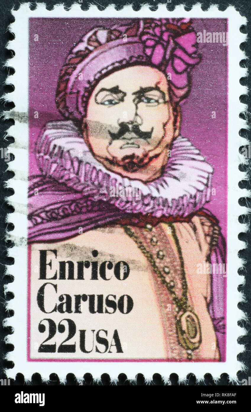 Enrico Caruso auf amerikanische Briefmarke Stockfoto