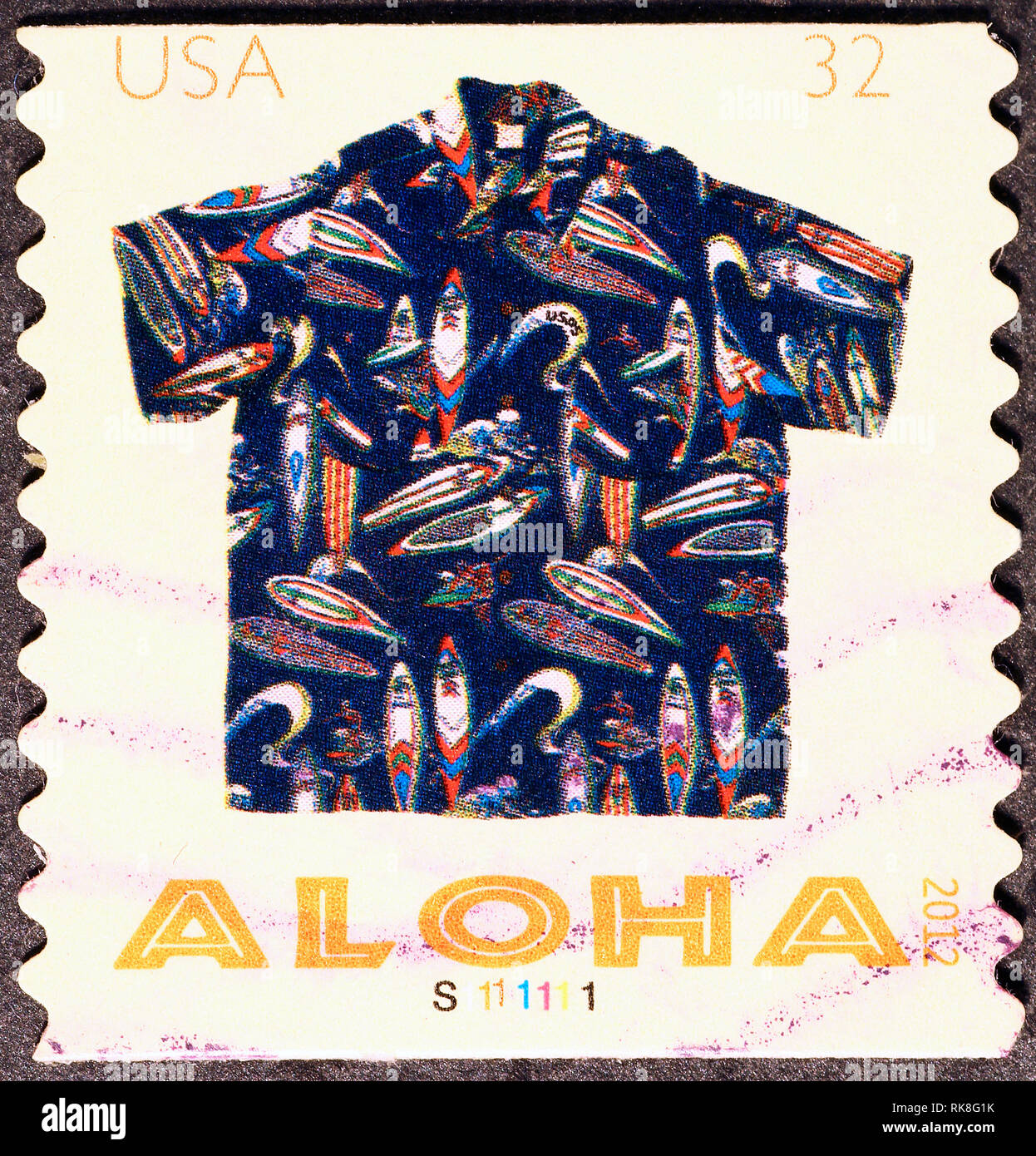Hawaiian shirt auf Briefmarke Stockfoto