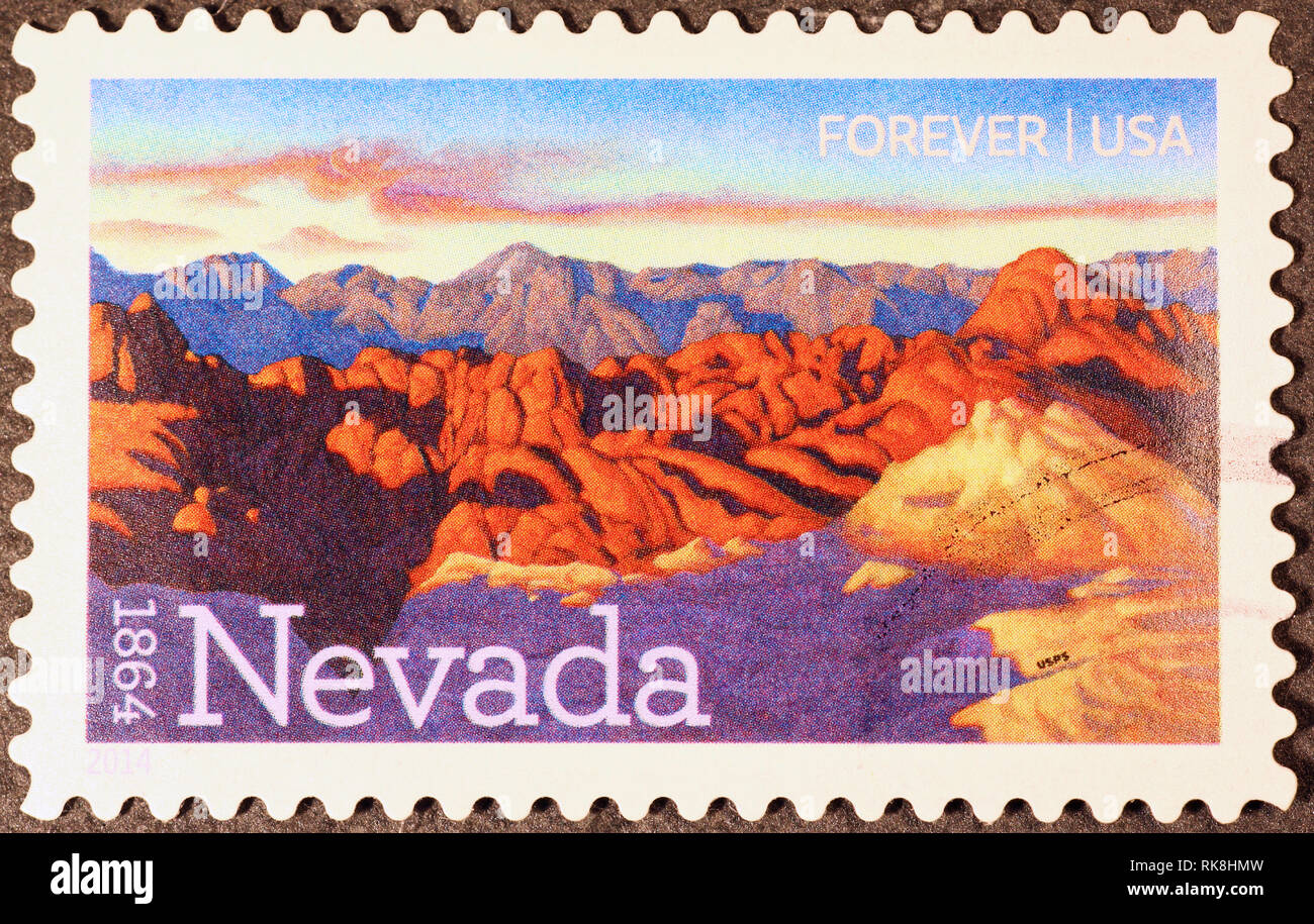 Nevada Wüste auf amerikanische Briefmarke Stockfoto