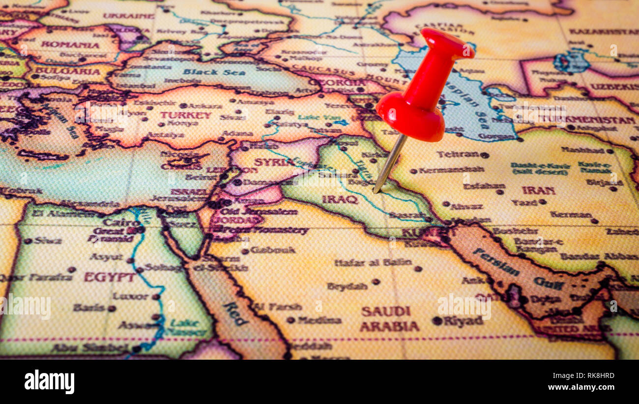 Red Pin In Irak Der Hauptstadt Bagdad Stockfotografie Alamy