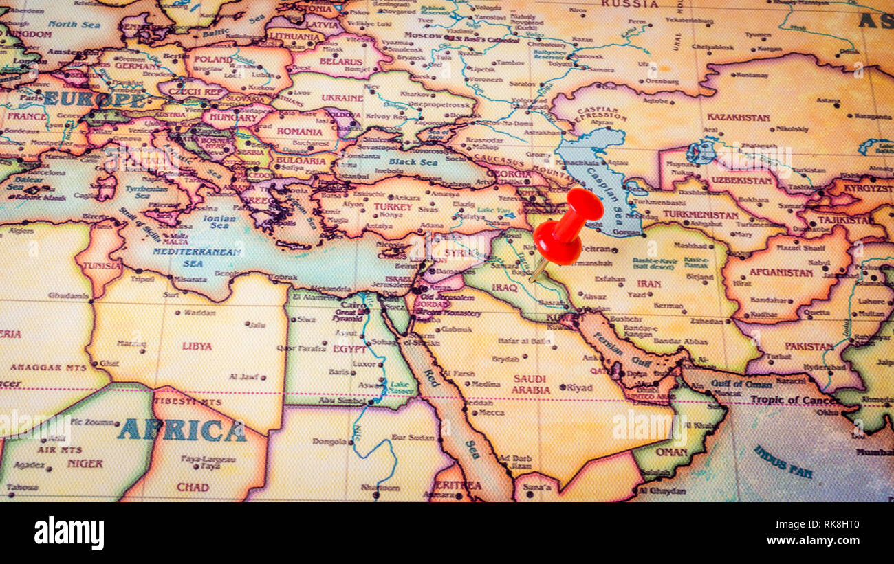 Red Pin In Irak Der Hauptstadt Bagdad Stockfotografie Alamy