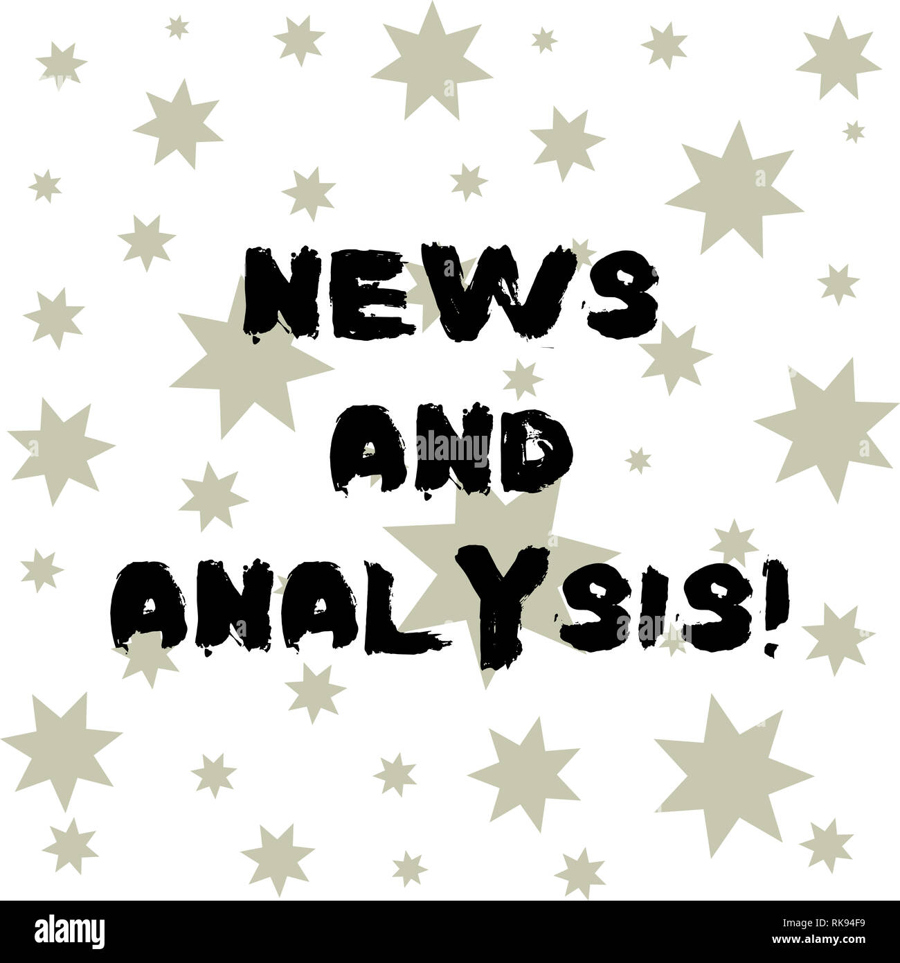 Wort schreiben Text Nachrichten und Analyse. Business Konzept für die Messung der verschiedenen qualitativen und quantitativen verschiedene Größen von Stern Heptagram Stockfoto