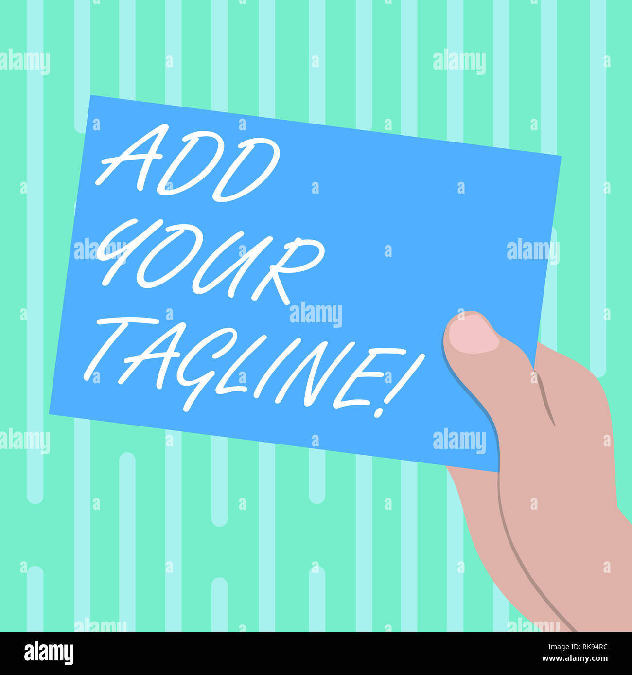 Wort schreiben Text Ihr tagline Hinzufügen. Business Konzept für Slogan in Marketing und Werbung gezeichnet Hu Analyse Hand präsentieren Stockfoto