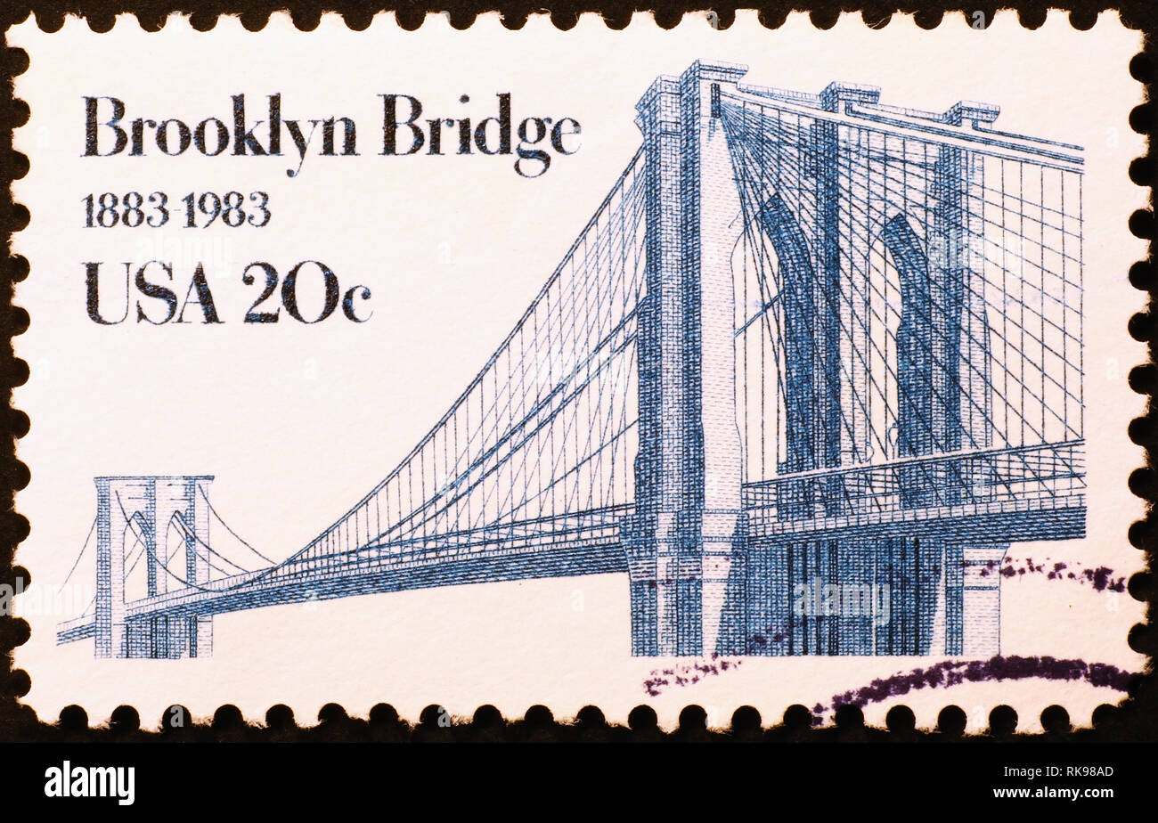 Brooklyn Bridge auf uns Briefmarke Stockfoto