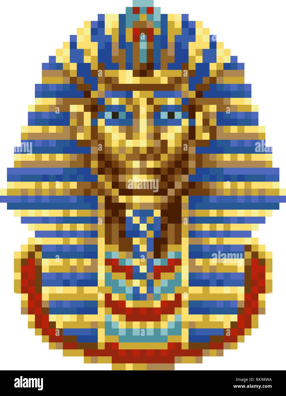Ägyptischen Pharao Maske Symbol Pixel-art Stock Vektor