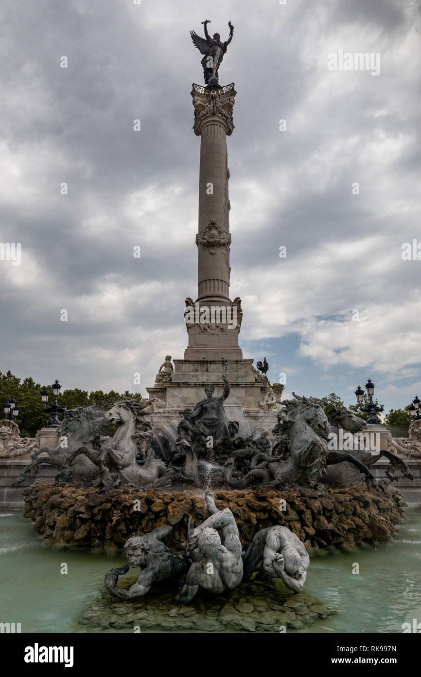 Fontaine Des Quinconces, Monument Aux Girondins Bordeaux, Gironde, Aquitanien, Frankreich Stockfoto