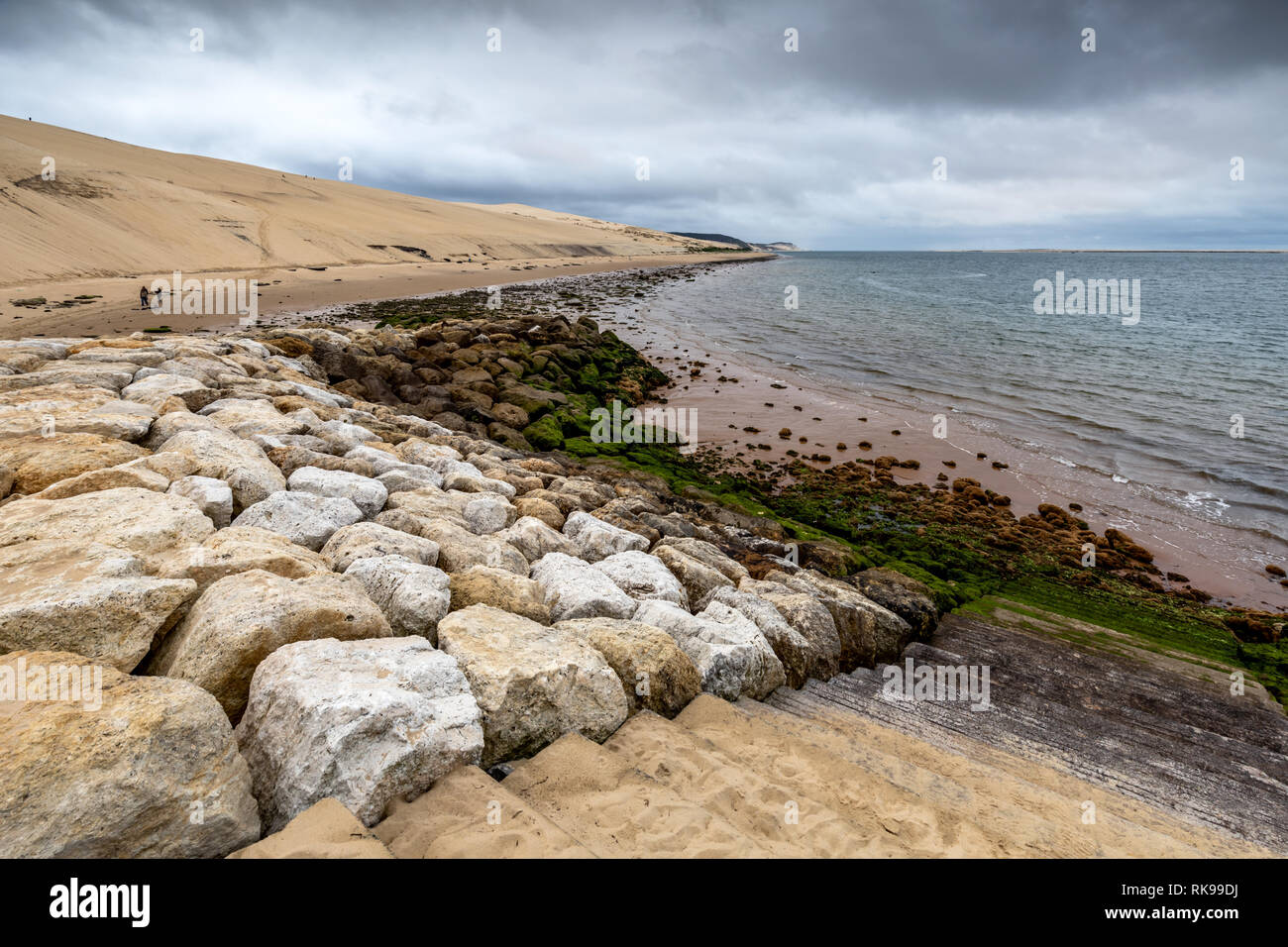 Die Düne von Pilat ist die höchste Sanddüne in Europa und befindet sich in La Teste-de-Buch in der Arcachon Bay Area in Frankreich, 60 km von Bordeaux entfernt. Stockfoto