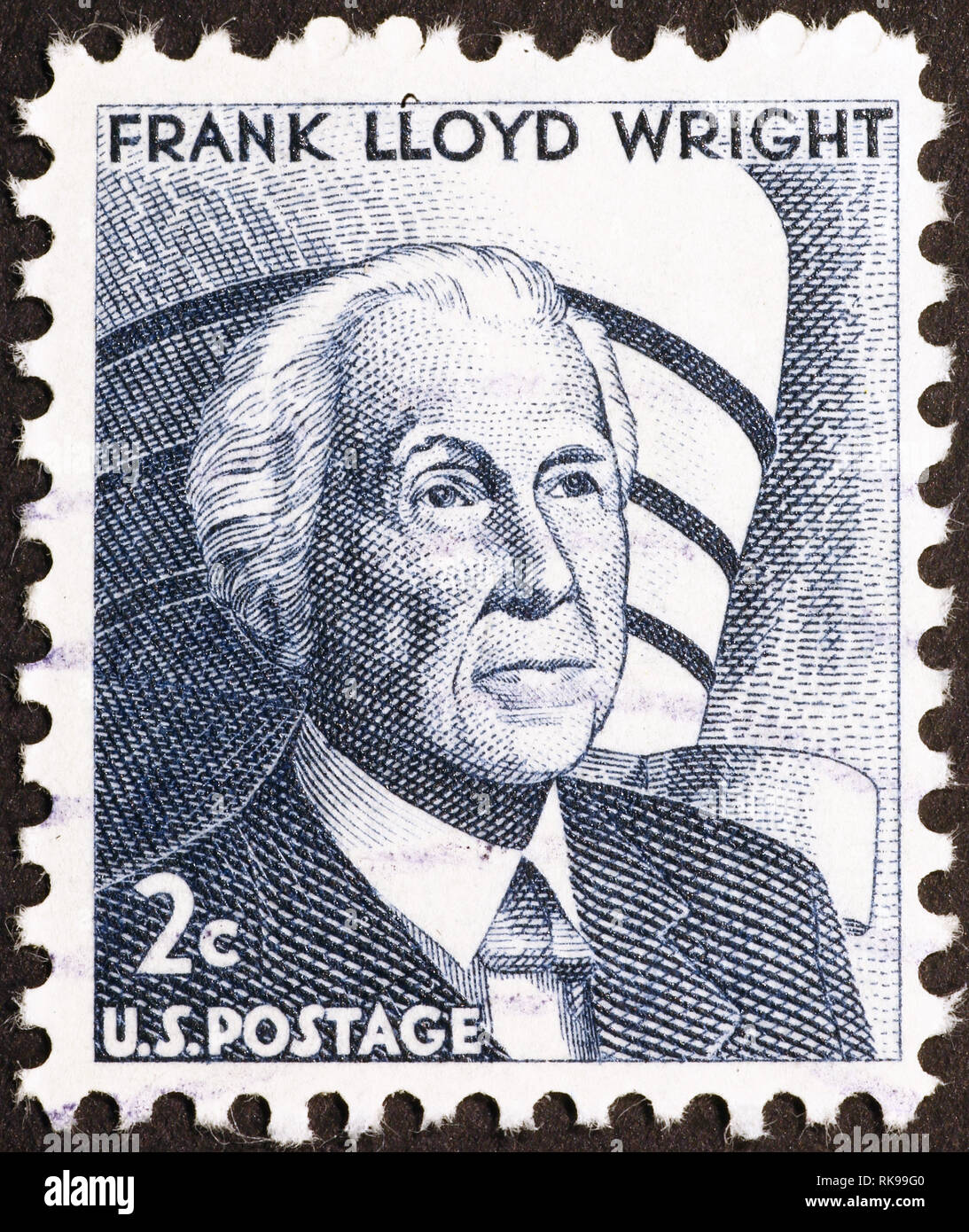 Frank Lloyd Wright auf amerikanische Briefmarke Stockfoto
