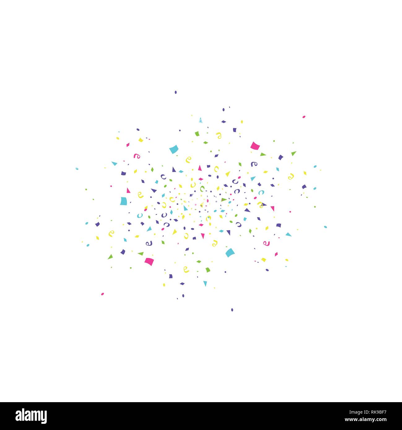 Bunte Konfetti Burst auf weißem Hintergrund. Festliche Vorlage. Vector Illustration fallender Teilchen für den gebotenen Design Stock Vektor