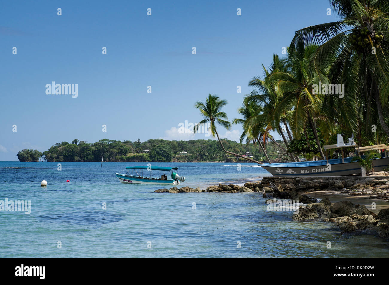Boca Del Drago Stadt auf Doppelpunkt Insel Archipel Bocas del Toro, Panama Stockfoto