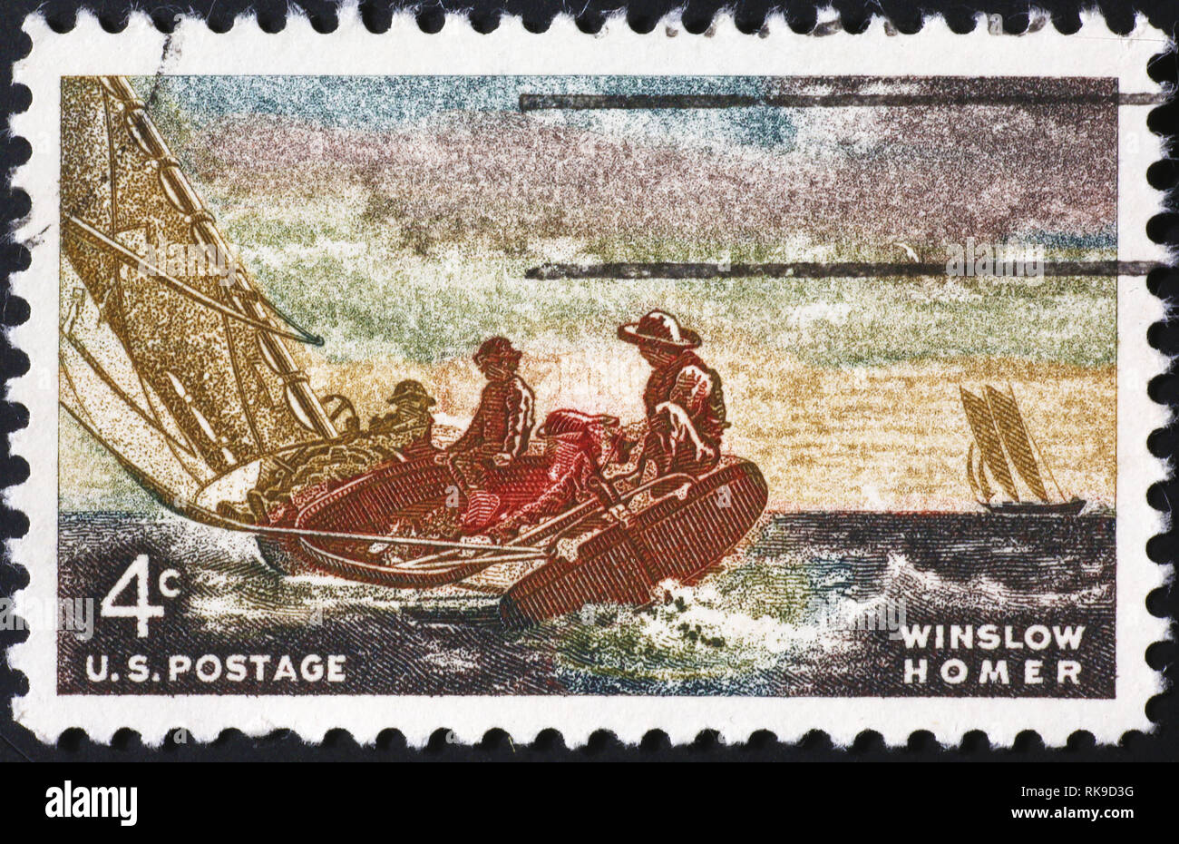 Gemälde von Winslow Homer auf amerikanische Briefmarke Stockfoto