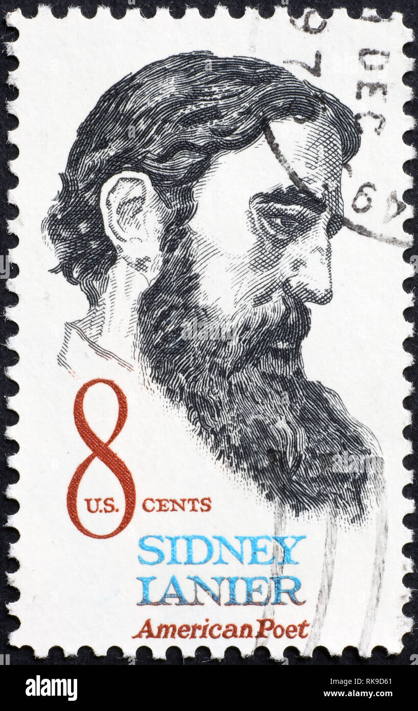 Dichter Sydney Lanier auf amerikanische Briefmarke Stockfoto
