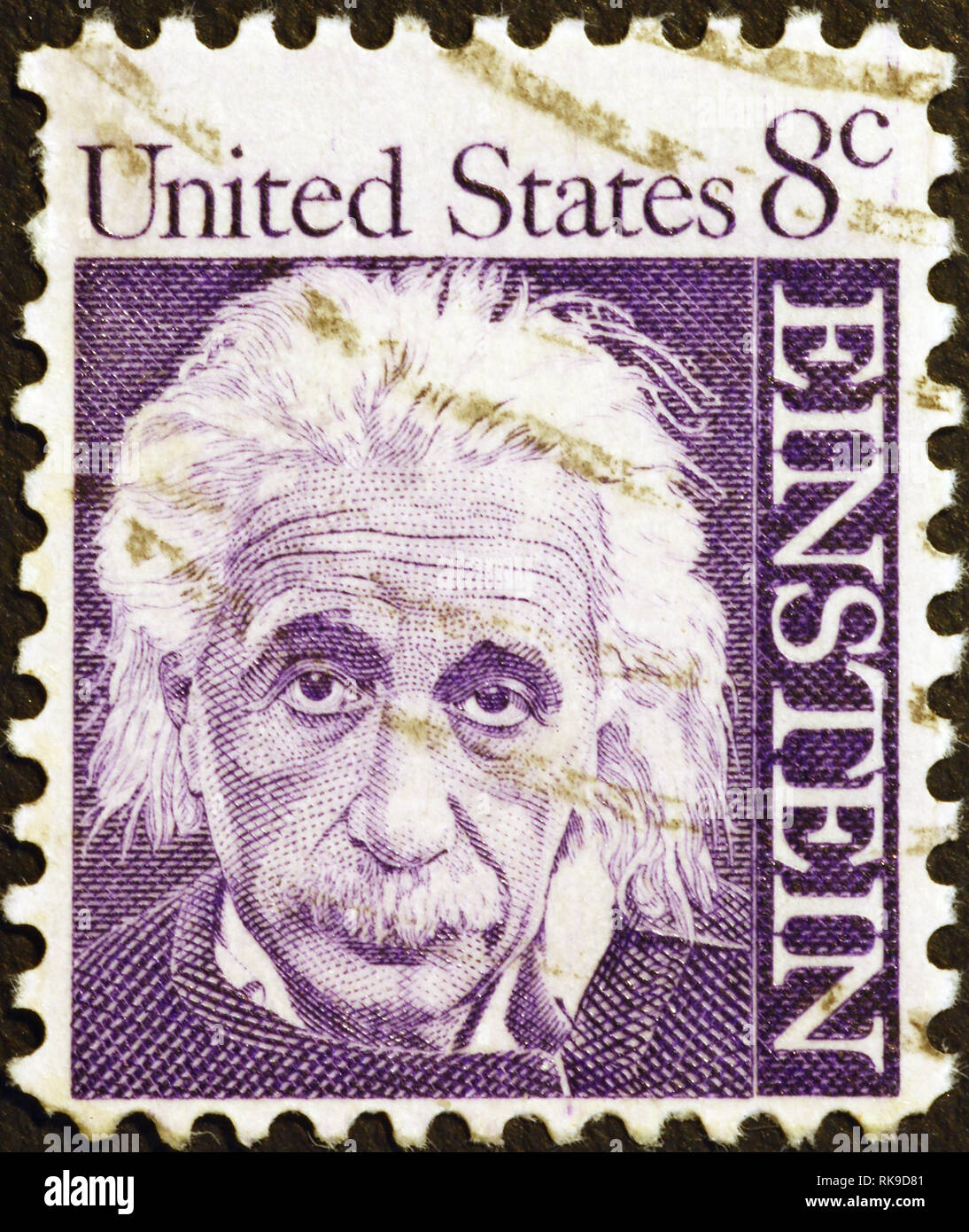 Portrait von Albert Einstein auf amerikanische Briefmarke Stockfoto