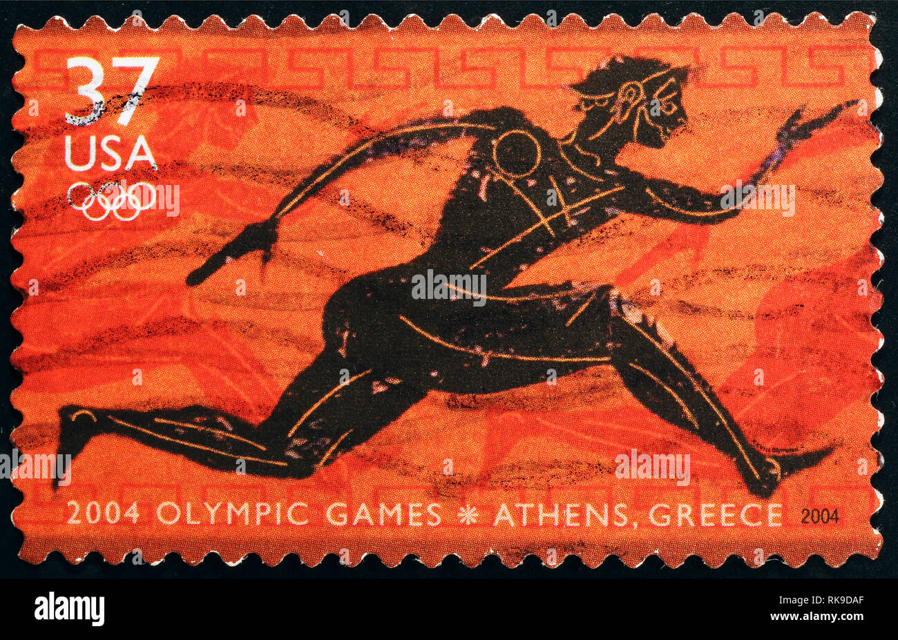 Briefmarke über Olympische Spiele in Athen Stockfoto