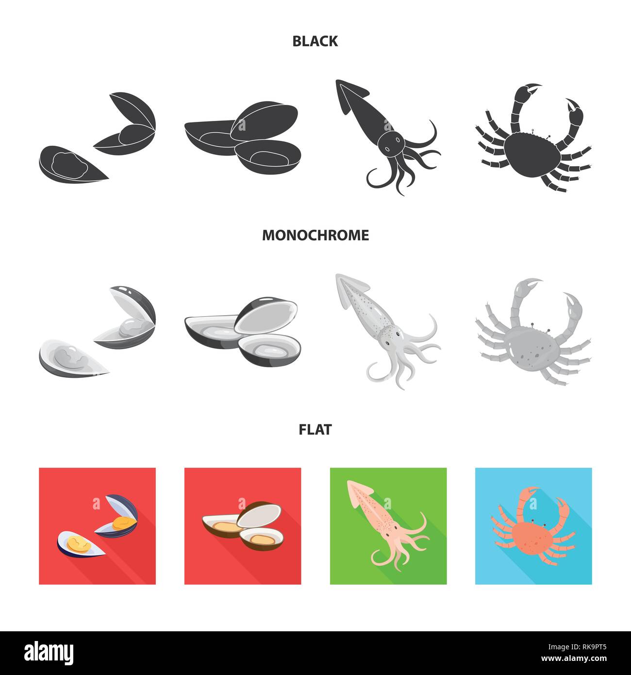 Miesmuschel, Tintenfisch, Krabben, Muscheln, Gelee, Squid, Shell, Zartheit, Tentakel, Tentakeln, Auster, Monster, Rot, Fisch, Kreatur, Muscheln, riesige, Strand, Kraken, Wasser, Langusten, frisch, Restaurant, Markt-, Marine-, Lebensmittel-, Meer, Fisch, gesund, Produkt, Ozean, Set, Vector, Icon, Illustration, isoliert, Sammlung, Design, Element, Grafik, Zeichen, Vektor, Vektoren, Stock Vektor