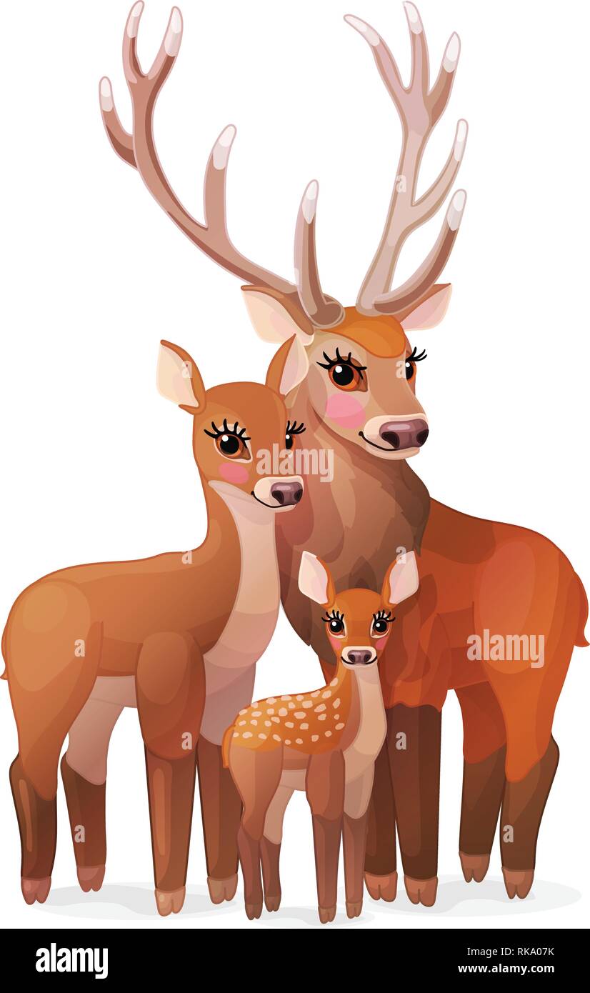 Vektor cartoon Animal clipart: Hirsche Familie Stock-Vektorgrafik - Alamy