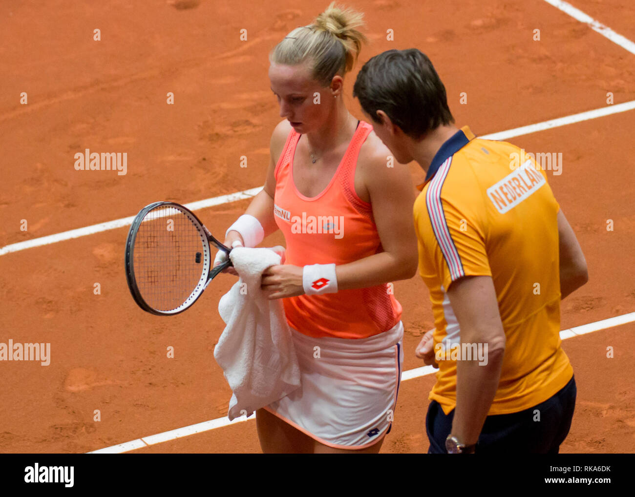 Vom 9. Februar 2019 Den Bosch, Niederlande Tennis FED Cup Niederlande gegen Kanada Richel Hoogenkamp Credit: Orange Bilder vof/Alamy leben Nachrichten Stockfoto