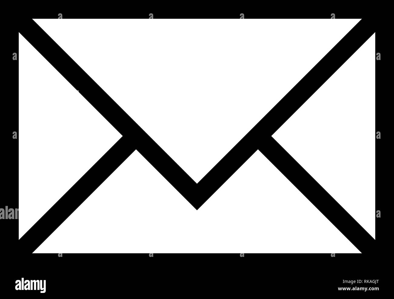 Mail Symbol - Schwarz einfache Umrisse, isoliert - Vector Illustration Stock Vektor