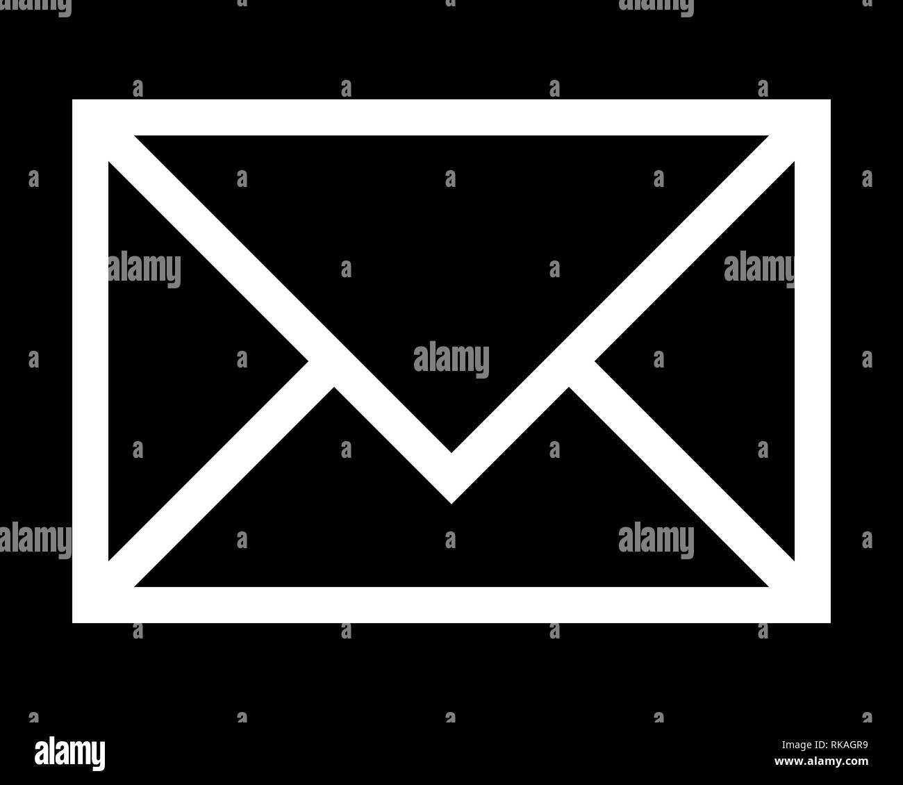 Mail Symbol - Weiß einfache Umrisse, isoliert - Vector Illustration Stock Vektor