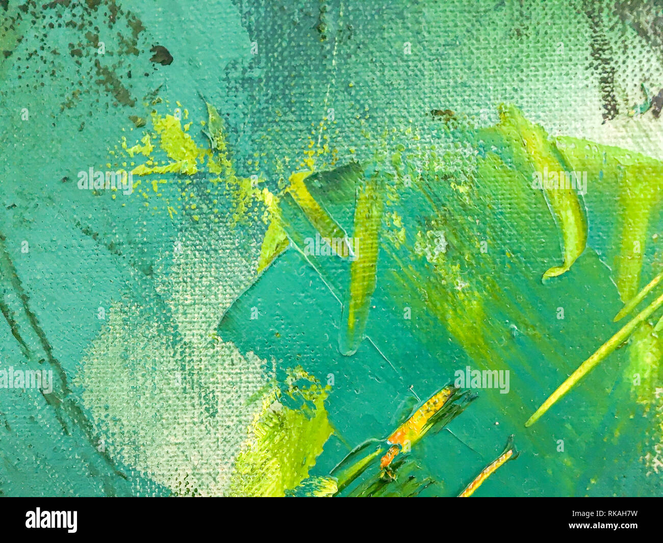 Grune Olfarben Auf Leinwand Oberflache Expressive Pinselstriche Kunst Hintergrund Stockfotografie Alamy