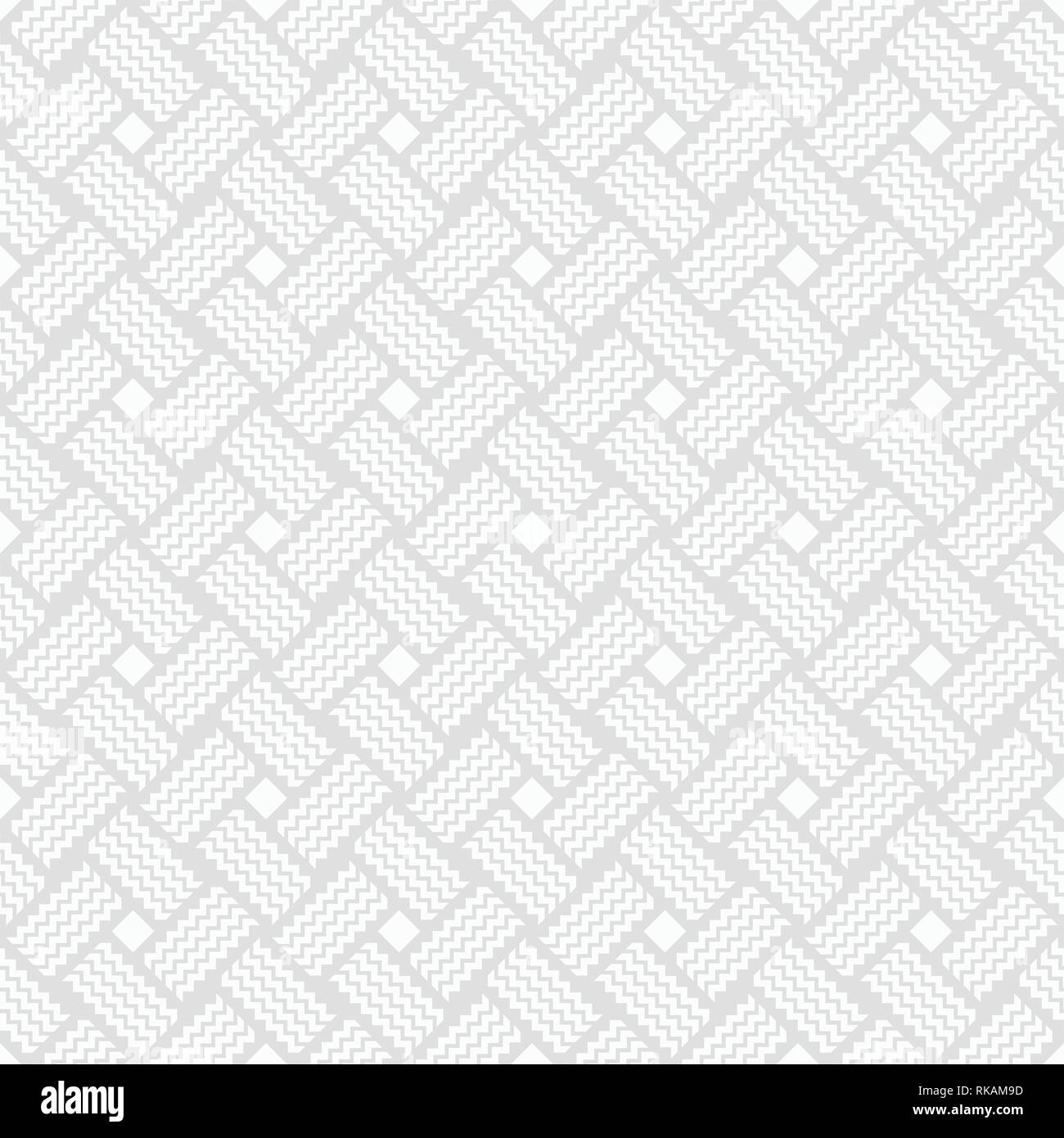 Abstrakte geometrische Hintergrund. Die nahtlose Vektor Muster der symmetrischen Ornament. Weiße und graue geometrische Struktur. Gitterstruktur aus der Zick-Zack-Linien. Stock Vektor
