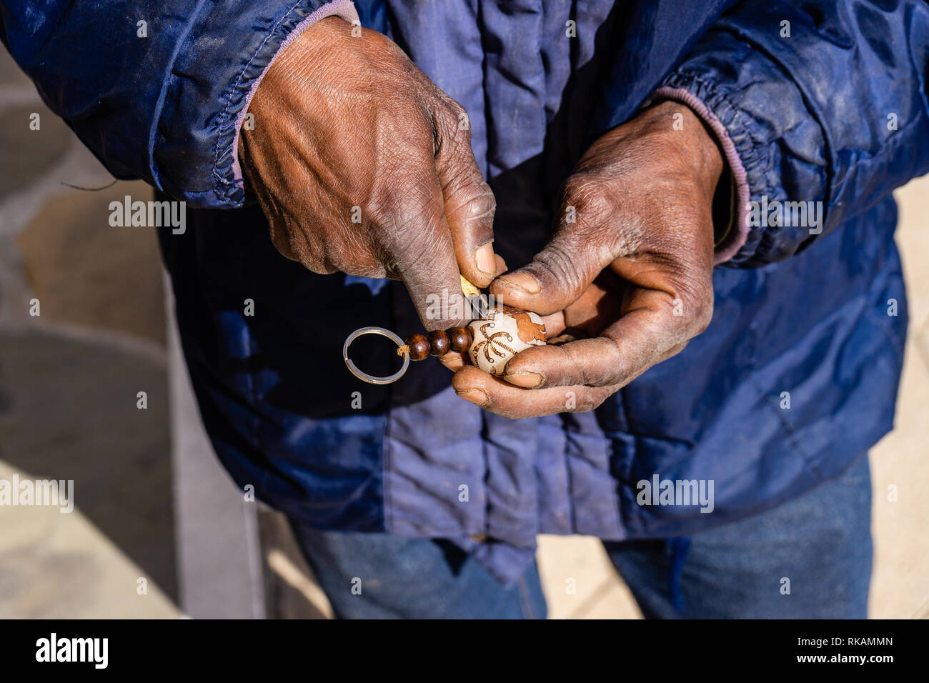 Ein Cluster von Makalani Palmen, Hyphaene petersiana, an Fischers Pan