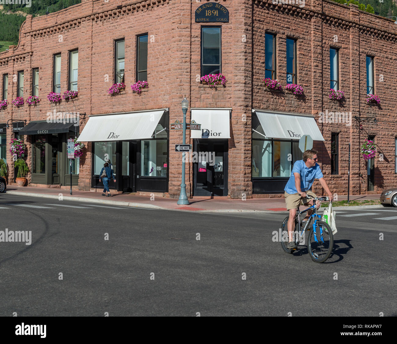 Internationale luxus Einzelhändlern auf Galena Street, Aspen, Colorado, USA Stockfoto