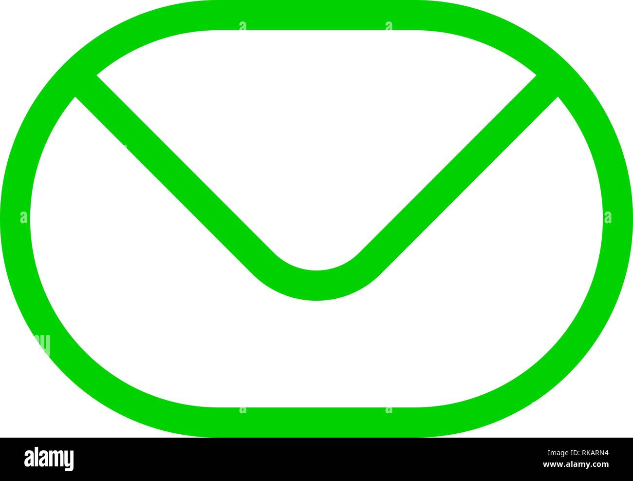 Mail Symbol - Grün einfache Umriss gerundet, isoliert - Vector Illustration Stock Vektor