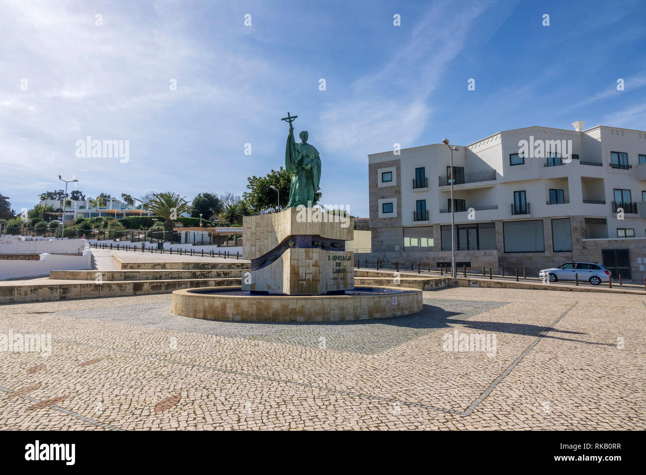 Denkmal für die Portugiesen Saint Goncalo in Lagos, dem Schutzpatron der Fischer in Lagos an der Algarve, Portugal Stockfoto