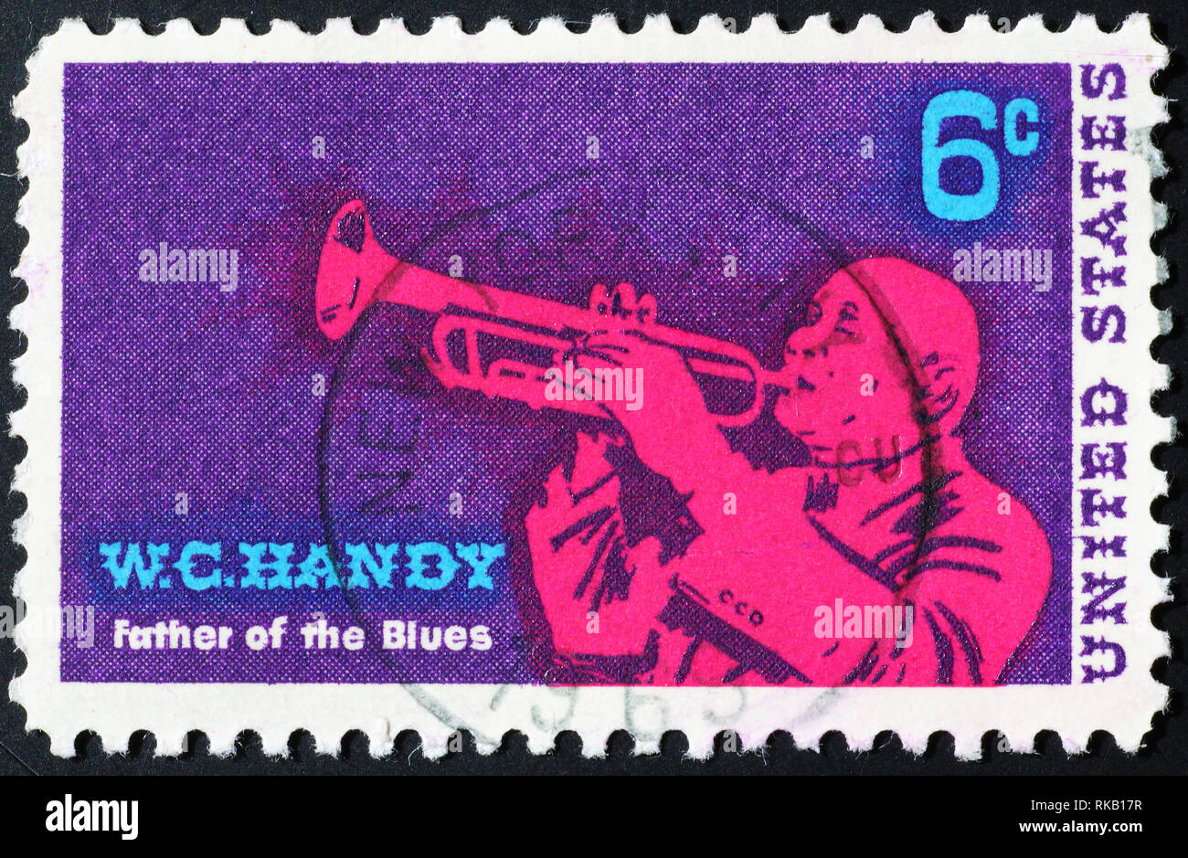 W. C. Handlich, der Vater des Blues, auf Briefmarke Stockfoto