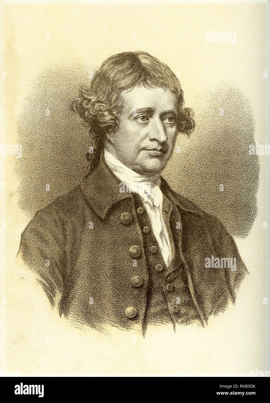 Gravieren von Edmund Burke (1729 - 1797), irischer Politiker, Autor, Redner, politische Theoretiker und Philosoph. Stockfoto
