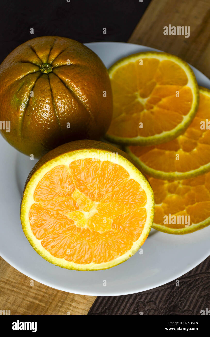 Braun (Dolci) Navel Orangen, entdeckt und in Australien angebaut Stockfoto