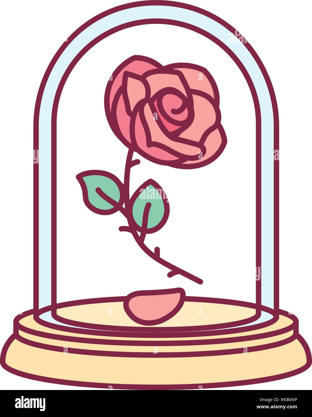 Vektor Schonheit Und Tier Vintage Rose Glaskuppel Stock Vektorgrafik Alamy