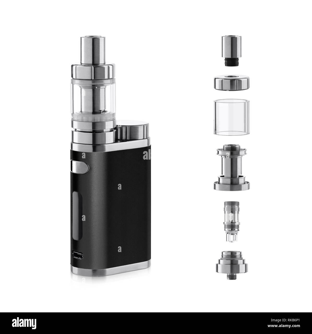 Vape elektronische Zigarette mit Zerstäuber Komponenten Stockfotografie