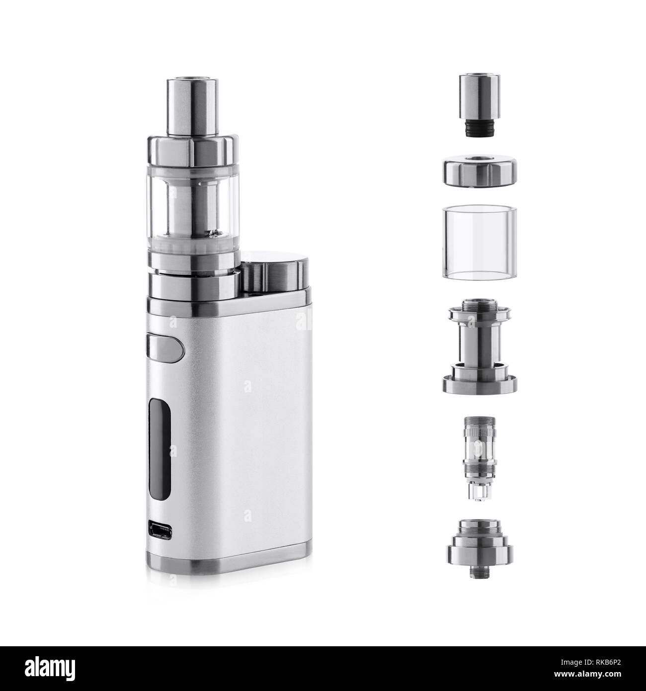 Vape elektronische Zigarette mit Zerstäuber Komponenten Stockfotografie