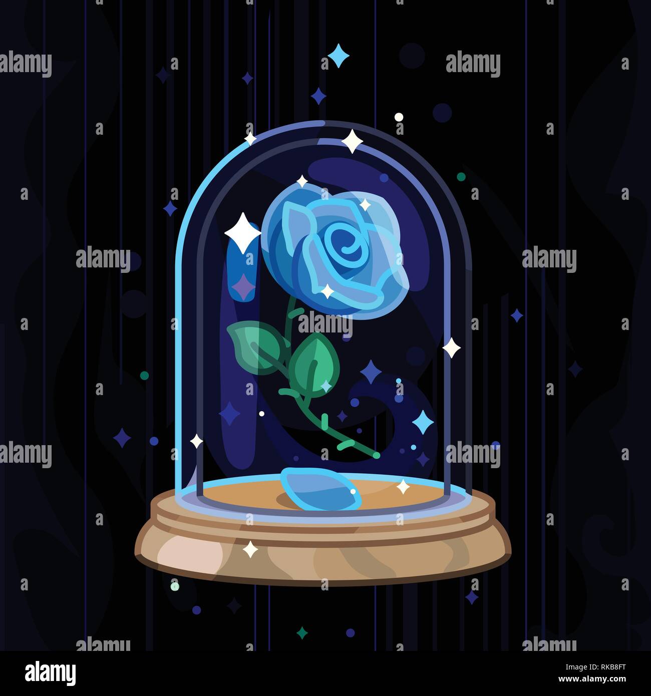 Vektor Schonheit Und Tier Vintage Rose Glaskuppel Stock Vektorgrafik Alamy