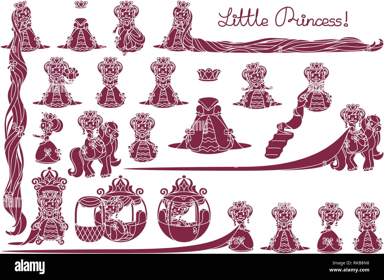 Vektor Little Princess, niedlich queen Sammlung Stock Vektor