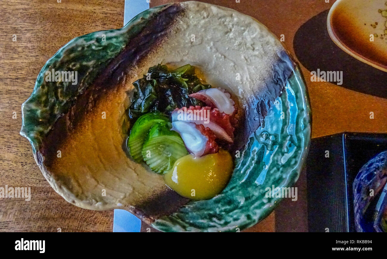 Schön gestalteten japanischen Meeresfrüchte in Kyoto, Japan Stockfoto