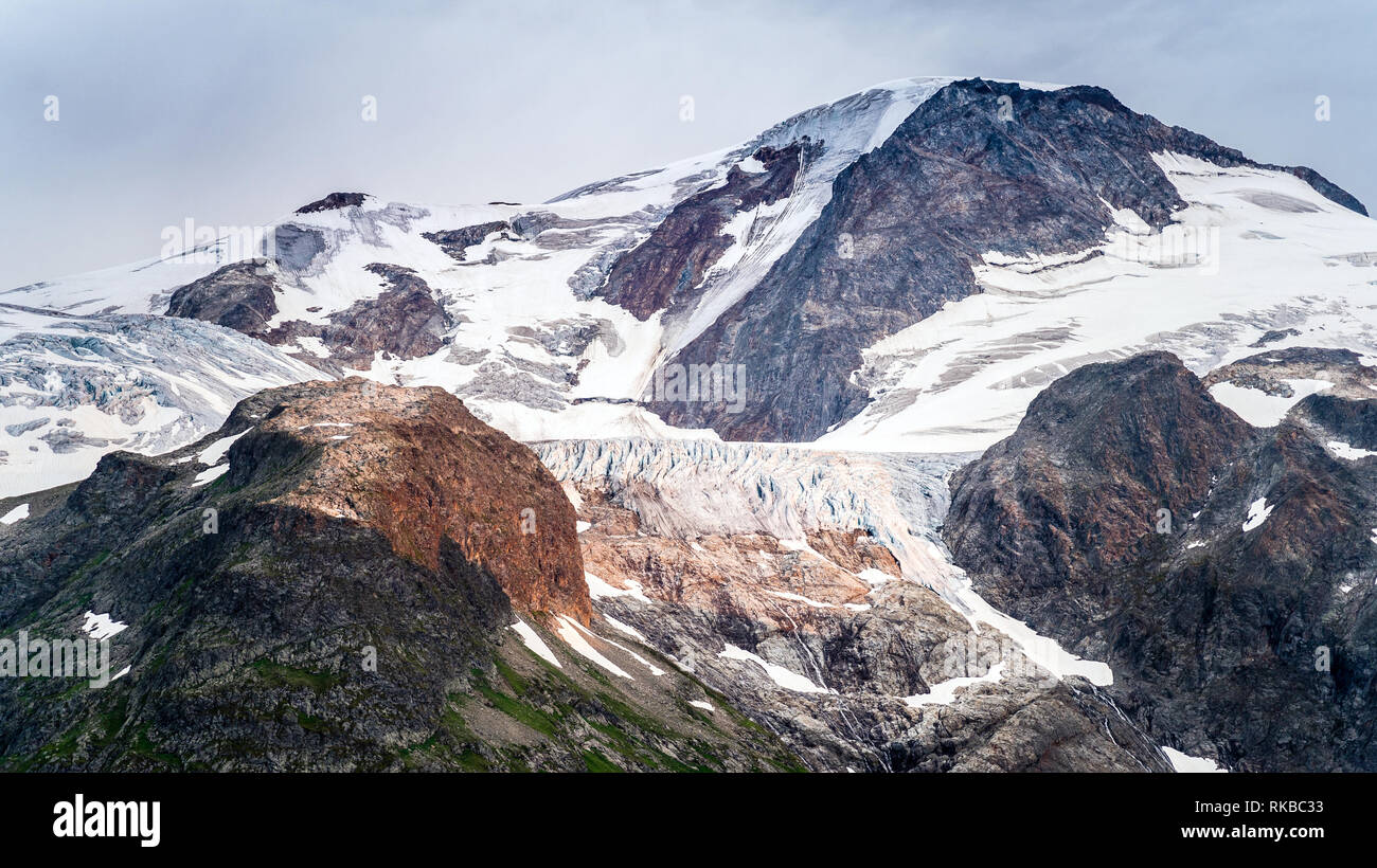 Sustenpass, Mountain Pass zwischen dem Kanton Uri und Bern, Fuschertörl und Gwächtenhorn, Schweiz Stockfoto