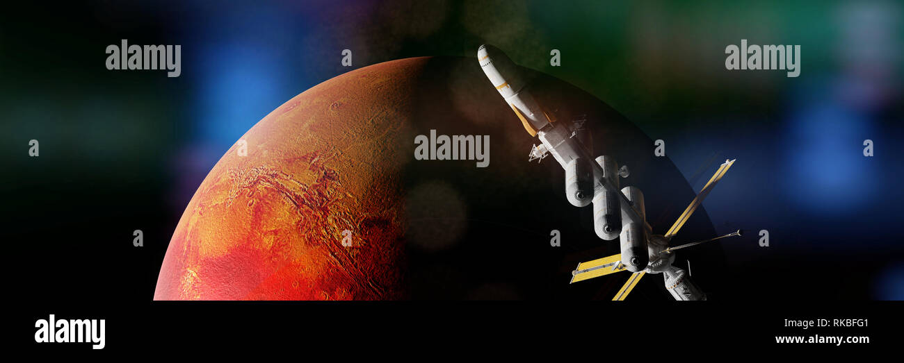 Raumschiff kam im Orbit, Space Mission zum Roten Planeten Stockfoto