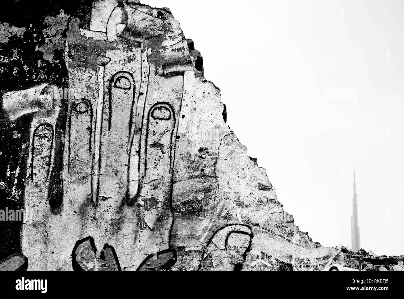 Mailand, Italien. Wandbild auf der Wand von Gebäude abgerissen, die "ex-Lose" Stockfoto