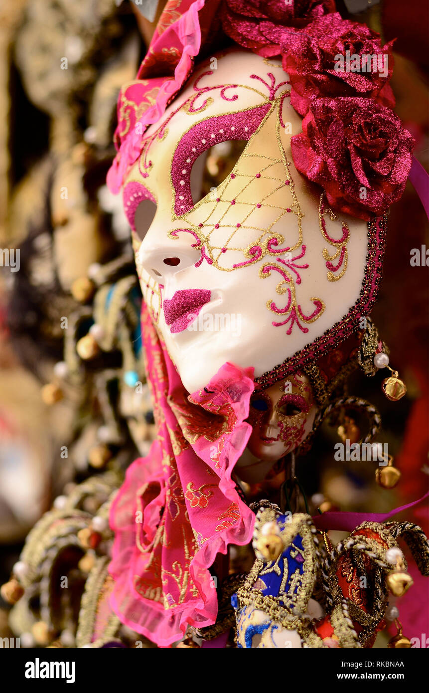 In der Nähe von glitzernden Venedig Maske. Italien Stockfoto