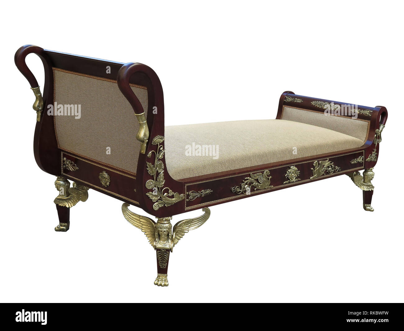 19. französischen Goldblech montiert Empire Stil Tag Bett, Sofa Stockfoto