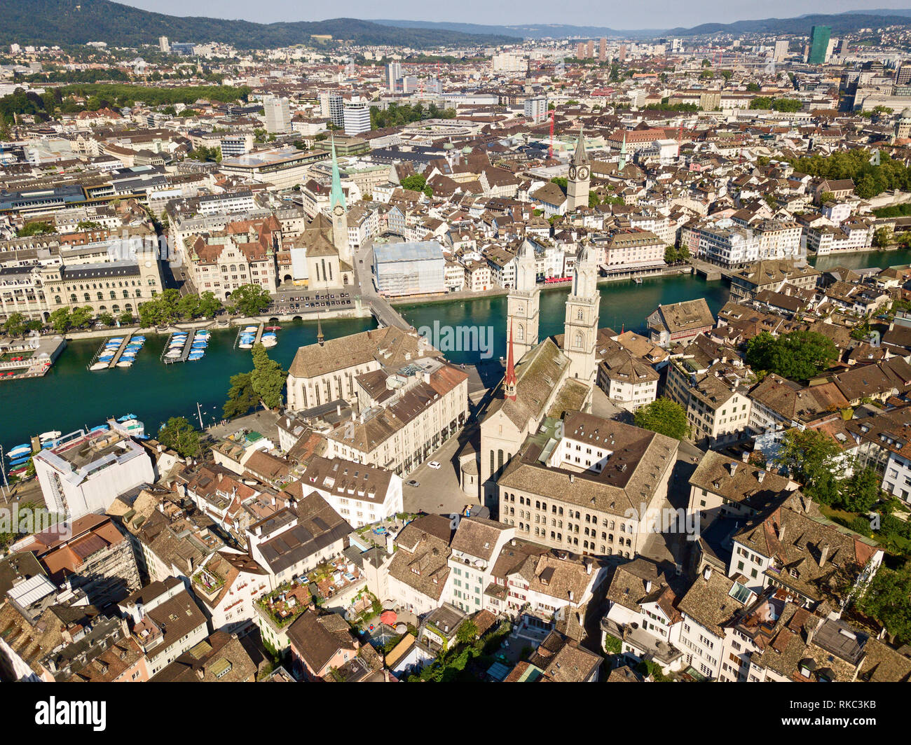 Zürich - 17.Mai: Luftaufnahme des Zürcher Altstadt am 17. Mai 2015 in Zürich, Schweiz. Stockfoto