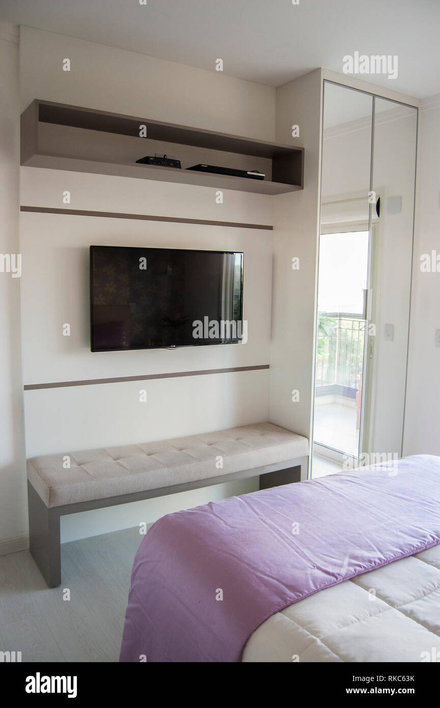 Modernes Schlafzimmer, São Paulo, Brasilien Stockfoto