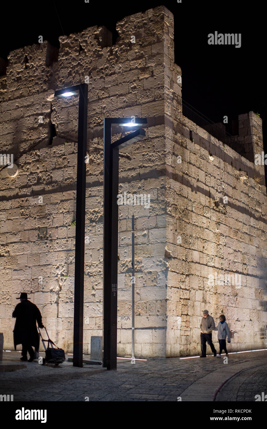 Mauer um Altstadt von Jerusalem Stockfoto