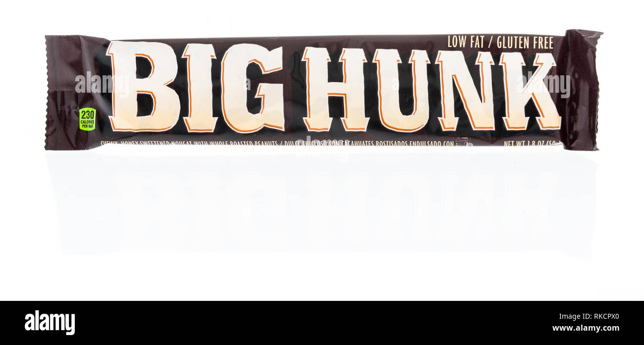 Winneconne, WI - 8. Februar 2019: ein Paket von Big hunk Schokolade Schokoriegel an einem isolierten Hintergrund Stockfoto