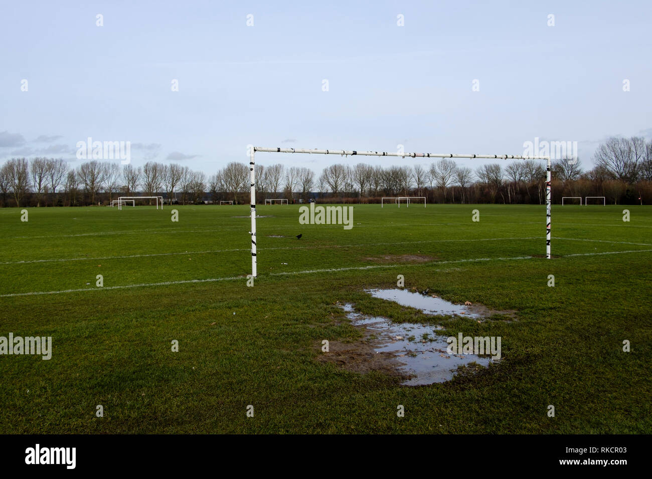 Hackney Marshes Spielfelder, London, UK Stockfoto