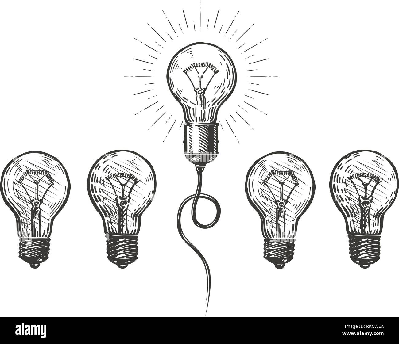Idee, Innovation. Hand Business Konzept erarbeitet. Skizze Vector Illustration Stock Vektor