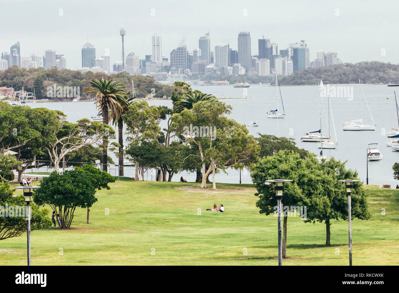 Green Park und Blick auf Sydney Australien im Hintergrund Stockfoto